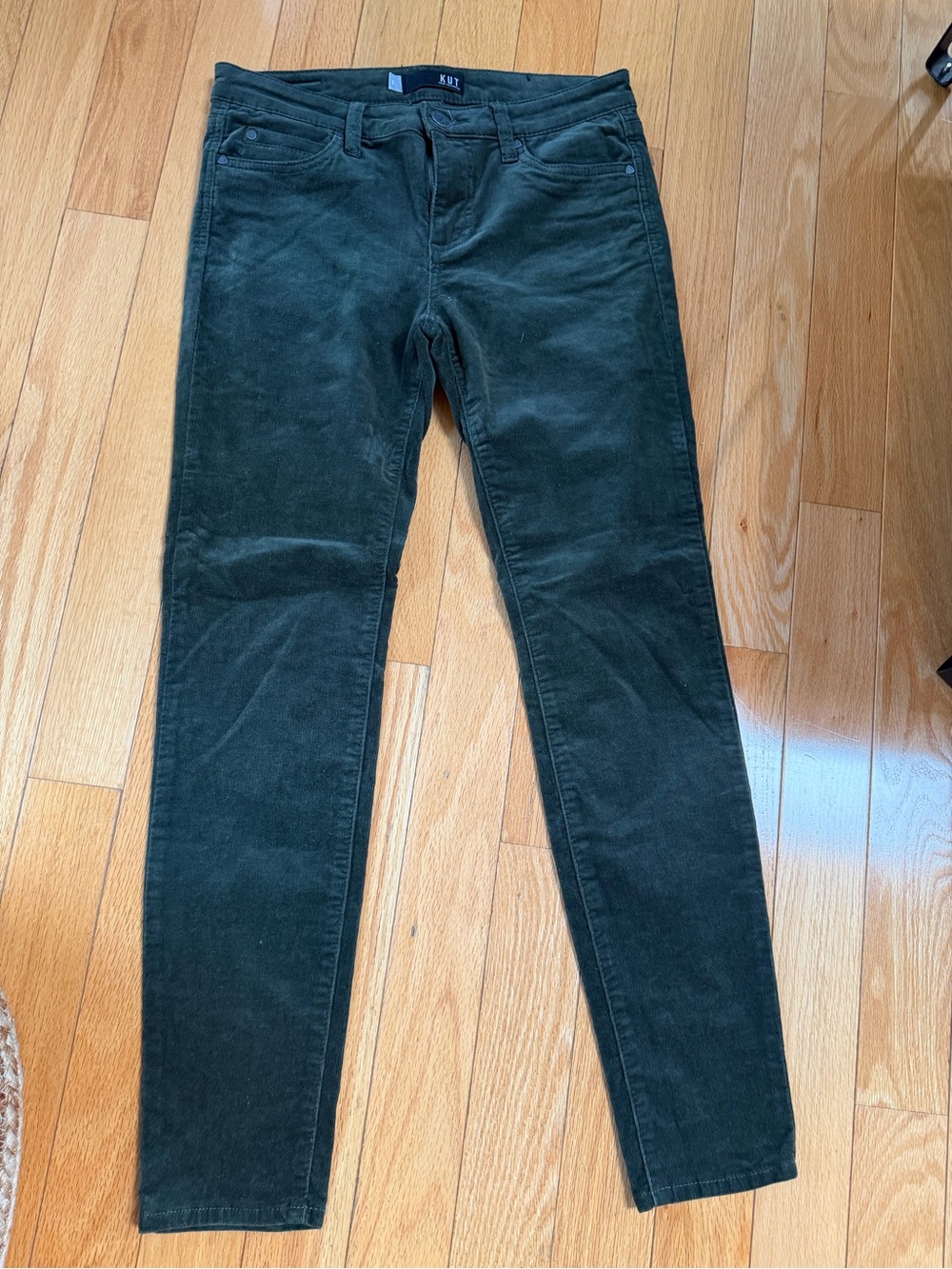 Kut from the Kloth Dianna Dark Green Skinny Corduroy Jeans
